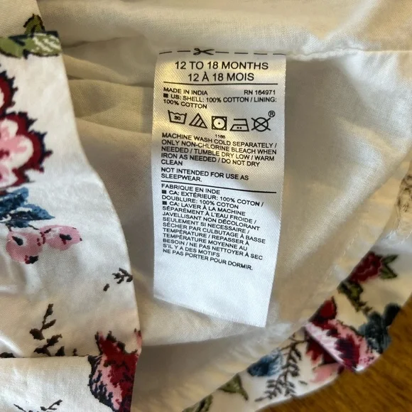 Janie and Jack Floral Puff Sleeve Dress Toddler Girls 12-18 Months - Picture 8 of 10